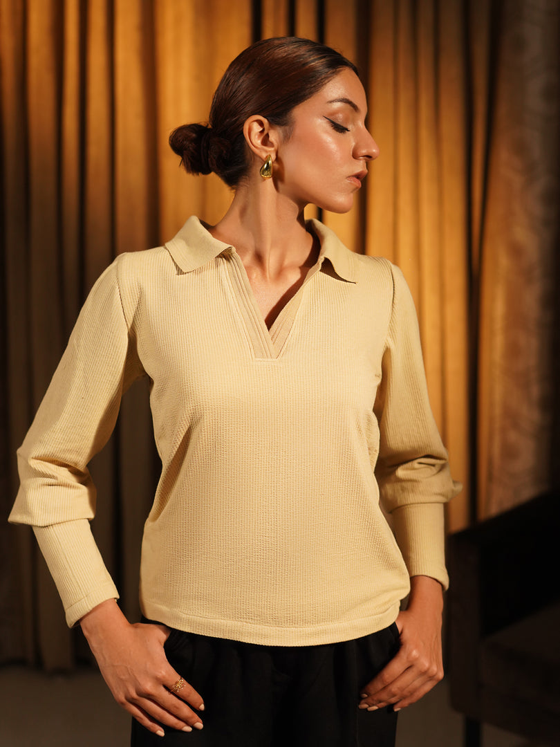 Golden Hour Dandelion Ribbed Polo